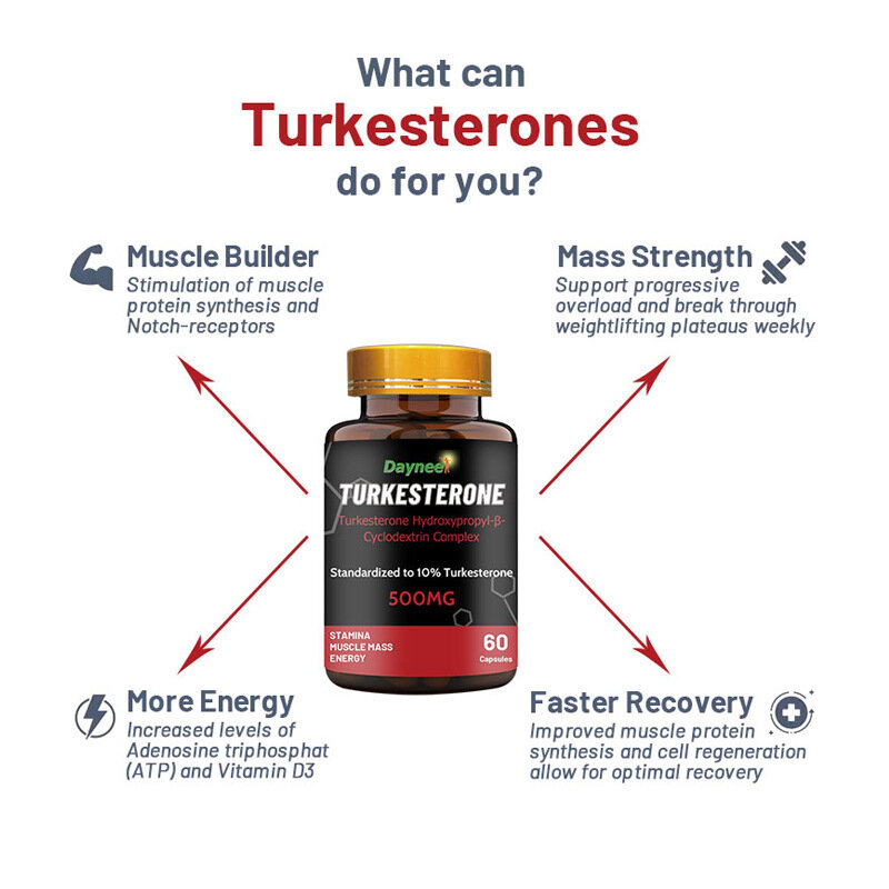 Cápsula de turkesterona para mejorar la salud de los hombres, 1/2/3 botellas, ayuda a ejercitar los músculos, quema grasa, mantiene los niveles de energía