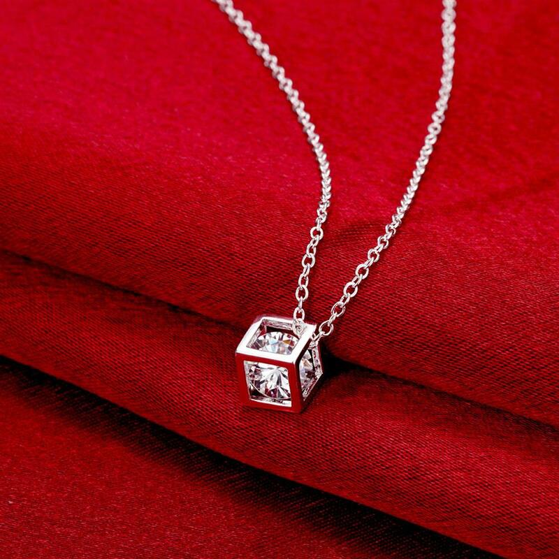 Hot charms noble 925 Sterling Silver Moissanite crystal lattice Pendant necklace earrings for woman Jewelry sets Fashion gifts