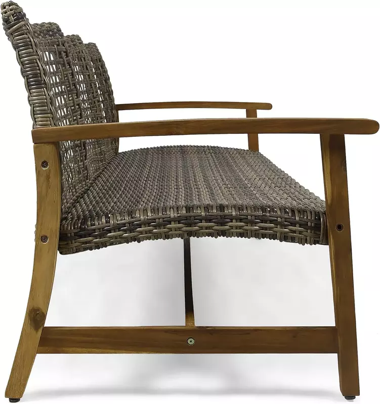 Sofá de madera para exteriores, mueble de mimbre, 75,50x31,00x31,50, gris, acabado tintado Natural, Christopher Knight Home, Marcia