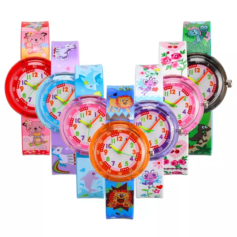 Good Quality Luxury Japanese Movement Children Watch Clock Cartoon Dinosaur/Dolphin/Pony/Lion Waterproof Kids Quartz Watches Toy