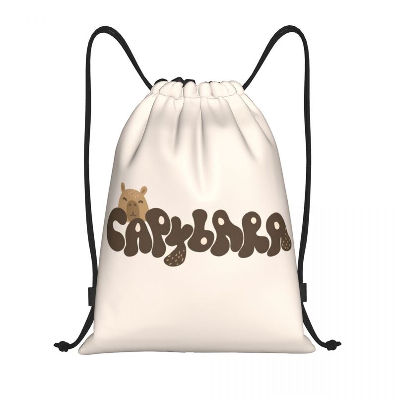 Capybara Cute Popular Animals Drawstring Backpack Women Men Sport Gym Sackpack Portable Training Bag Sack