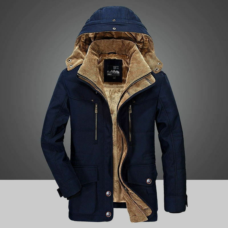 Nuova giacca invernale da uomo addensare giacca a vento calda con cerniera con cappuccio cappotti di media lunghezza all'aperto Parka maschile meno 40 gradi M-7XL