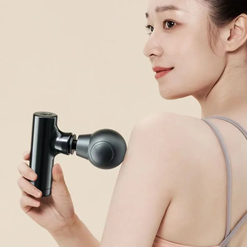 Mini pistola de masaje con pantalla LCD, masajeador muscular portátil, pistola de Fascia eléctrica para cuello, pie y cuerpo, 6 cabezales