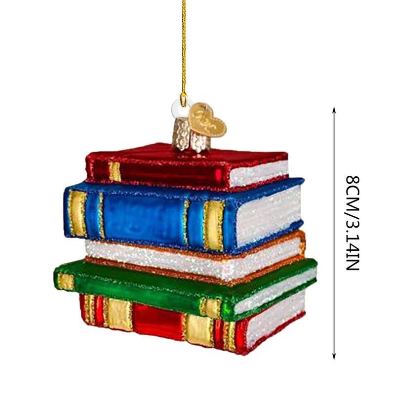 Árvore de natal pendurado ornamentos árvore pendurado ornamentos livro pilhas 2d acrílico decorações lados dobro presentes do livro natal