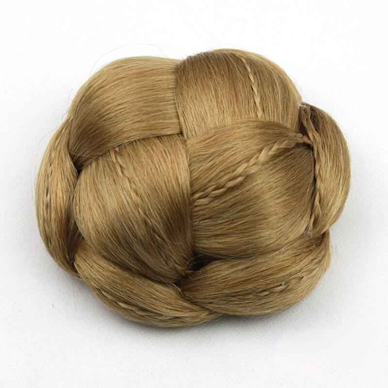 Hiasan rambut sintetis ukuran besar, pembungkus rambut palsu berwarna cokelat dengan hiasan rambut, penutup rambut sintetis untuk penutup