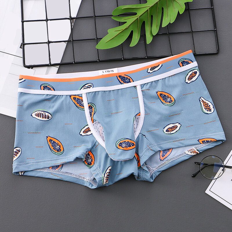 Men's Mid-Rise Underwear Boxer Briefs Sheath Cover Up Pouch Shorts Print Underpants Causal Fashion Jockstrap Male Knickers