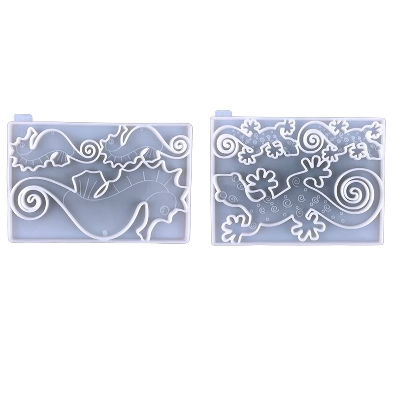 2 Stück Gecko Ornament Dekoration Silikon form DIY Hippocampus Wand dekoration Anhänger Kristall Epoxidharz Form