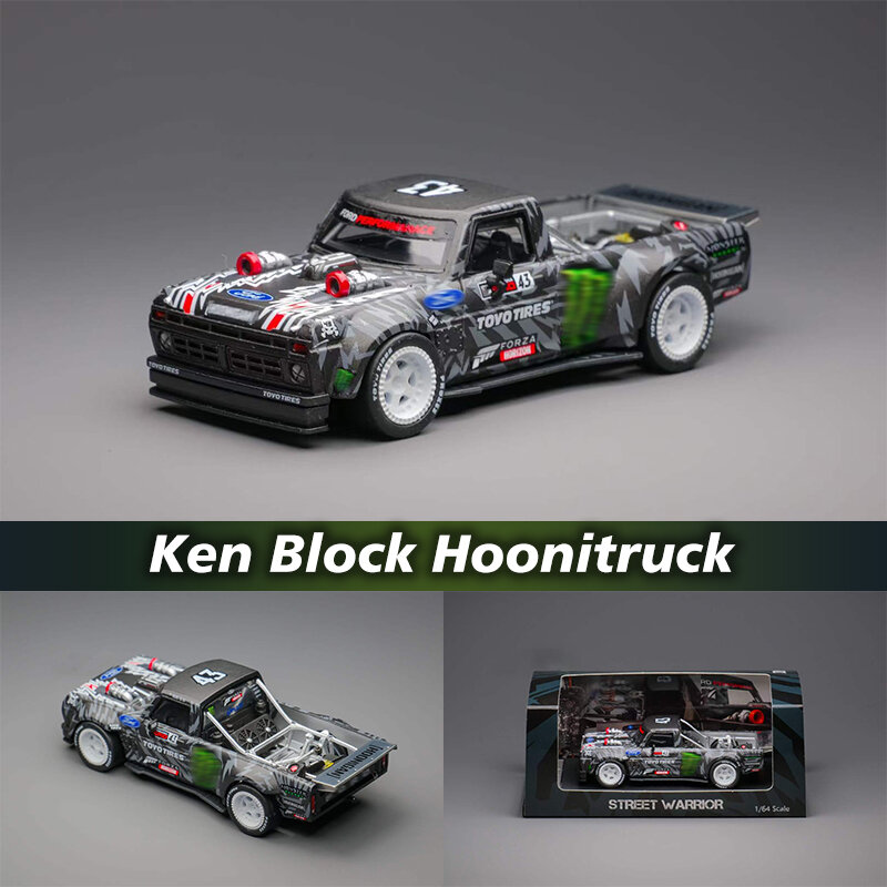 SW In magazzino 1:64 Ken Block GULF Hoonitruck F150 Tianmen Mountain Drift Diecast Diorama Car Model Collection giocattolo In miniatura