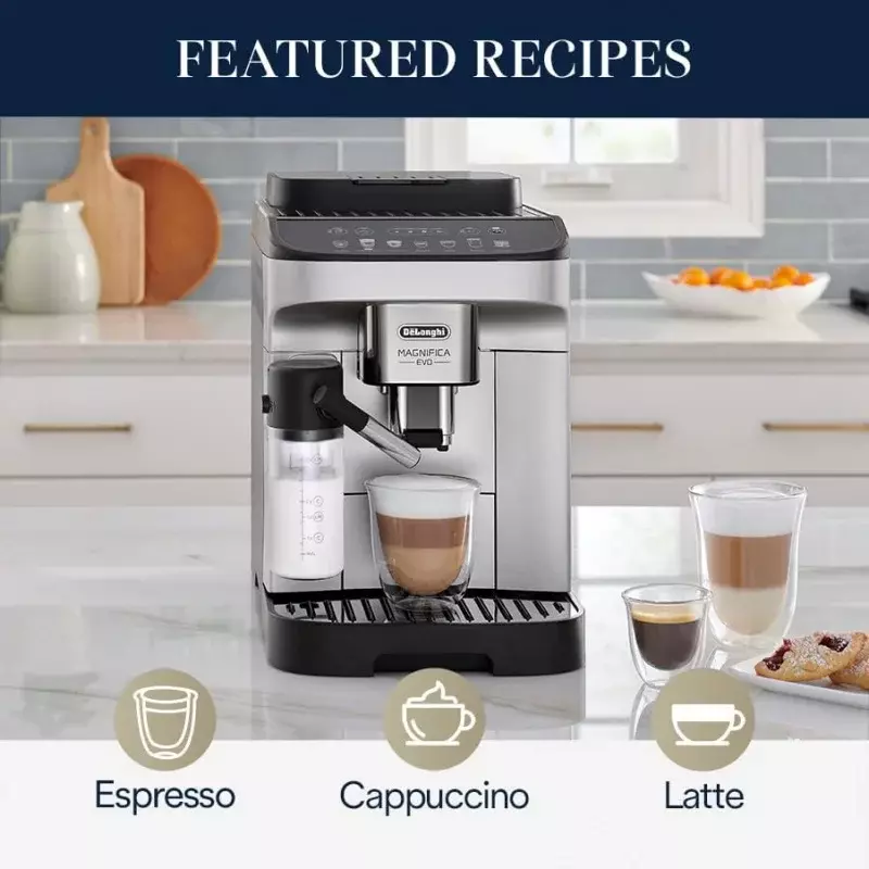 De'Longhi Magnifica Evo com Sistema LatteCrema, Máquina Totalmente Automática, Bean to Cup Espresso Cappuccino, Máquina de Café Gelado, C
