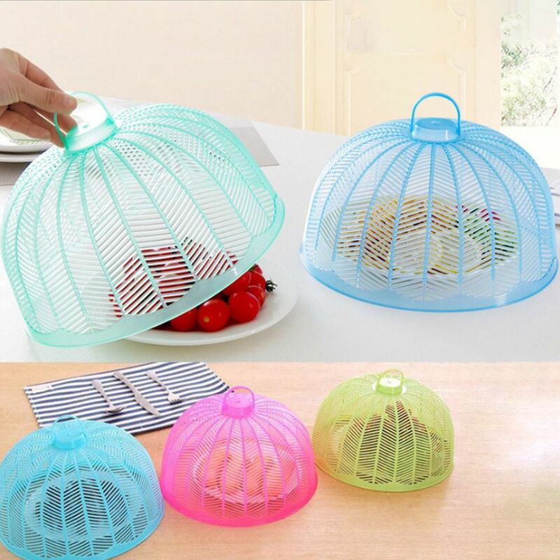 Round Food Cover Portable Plastic Breathable Vegetable Cover Dustproof Anti Mosquito Fly Mesh Cage Home Kitchen