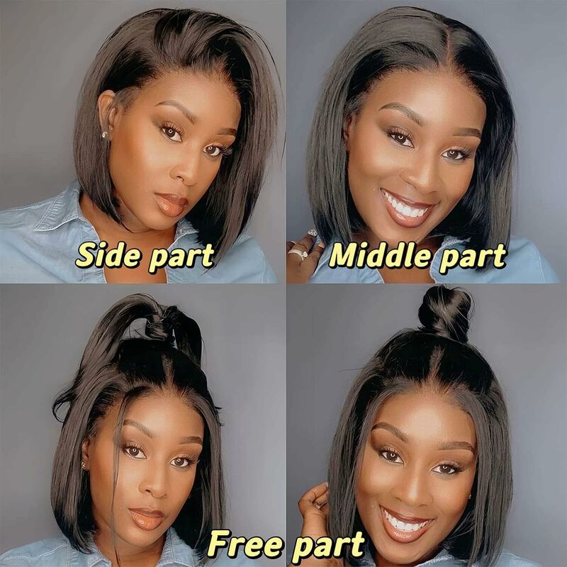 Bob Wig Human Hair 13x4 HD Lace Front Wigs Human Hair Pre Plucked Straight Lace Frontal Glueless Short Bob Wigs For Women