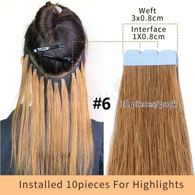 MRS HAIR Mini Tape in Haar verlängerungen Echthaar natürliche Haar verlängerungen blond 3x0,8 cm Tape Schuss band ins 10 teile/paket Volumen hinzufügen