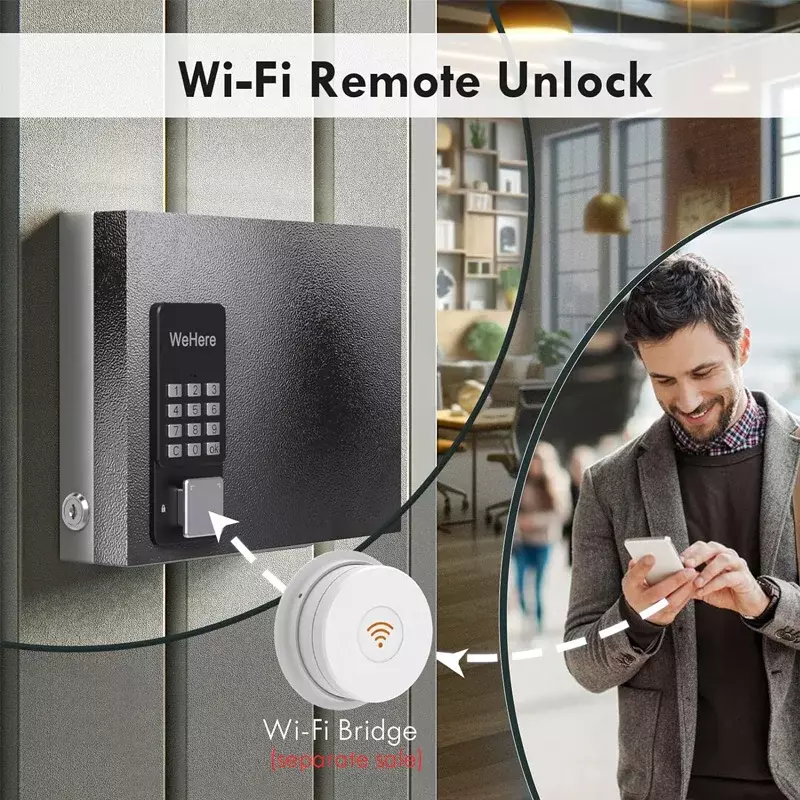 WeHere 16 Key Safe Box, Intelligent Wall Mounted Key Storage Cabinet,OTP/APP Bluetooth/fixed Code Unlocking Key Management Safe