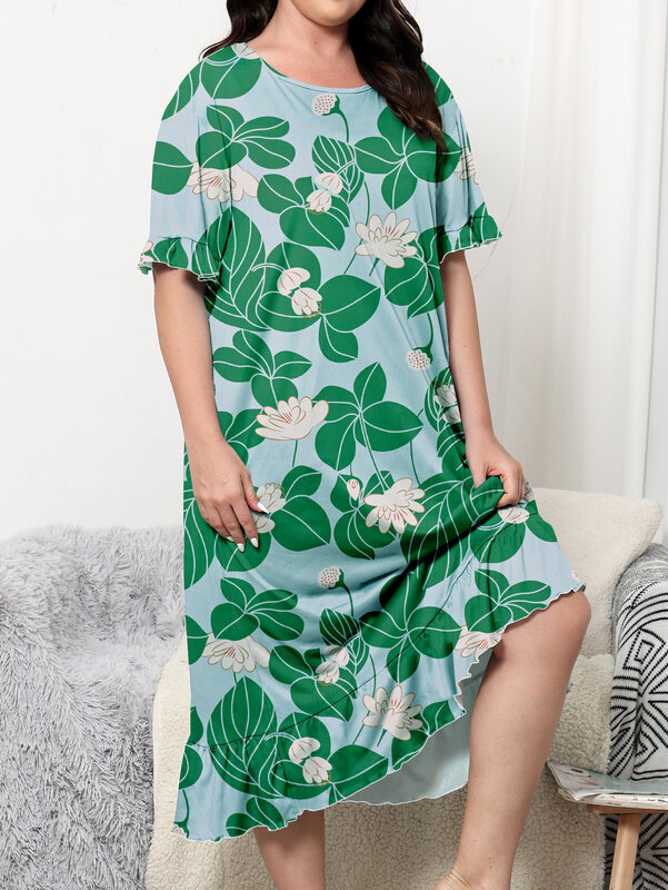 Plus size dress, knee length dress, rustic style home and casual wear, can be worn externally. Plus size 1-5XL 2024 new dress