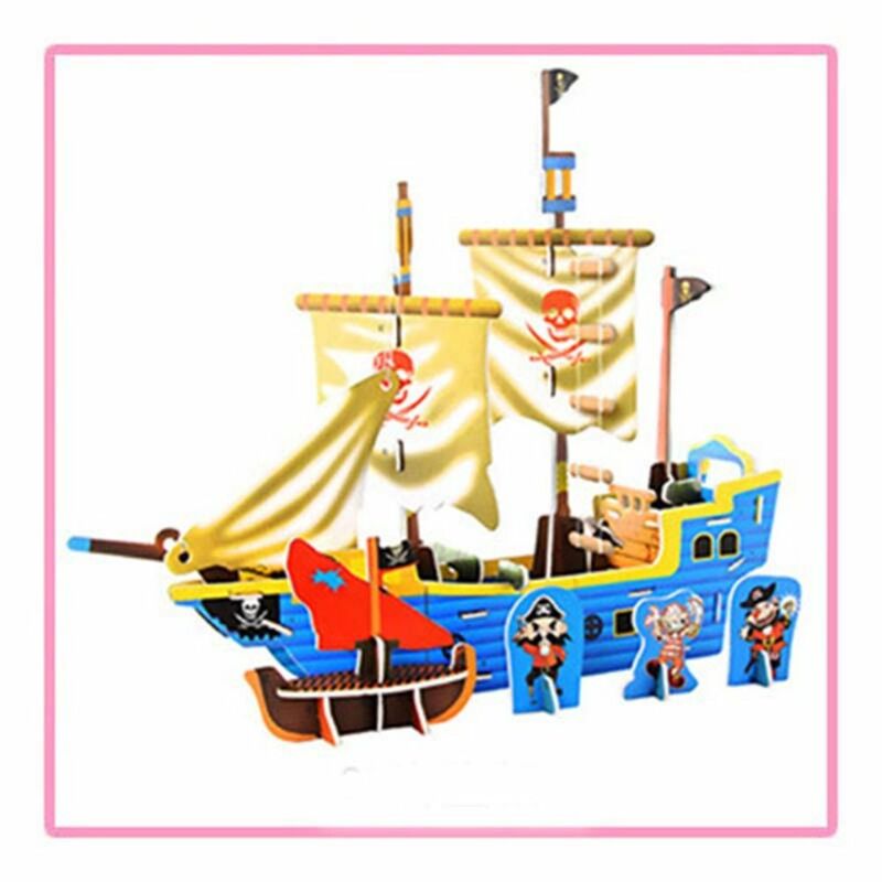 Kindergarten Cartoon Castle Garden House Tank Truck 3D Puzzle Jigsaw Educational Toys For Children Kids Craft Gifts