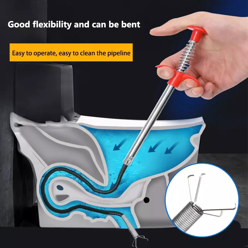 160cm Snake Spring Tube Unblocker Tool Drain Pipe Dredging Cleaning Hooks Bendable Kitchen Bathroom Sewer Fetcher Dredge Clip