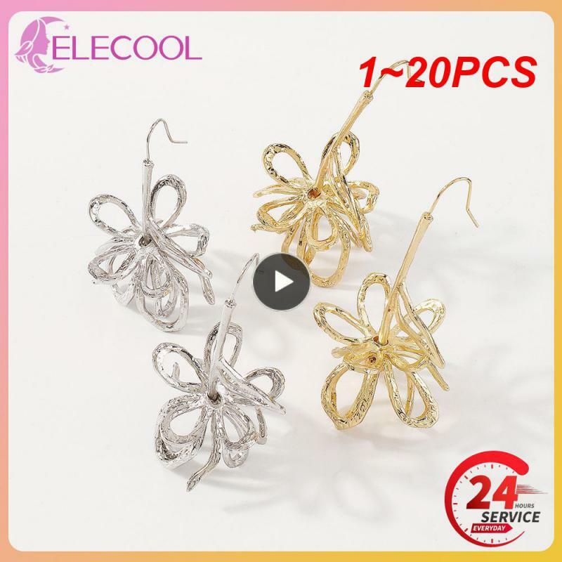 1 ~ 20PCS New ZA Color oro metallo fiori forma orecchini pendenti gioielli per le donne Vintage Hollow Tulip orecchini pendenti donna
