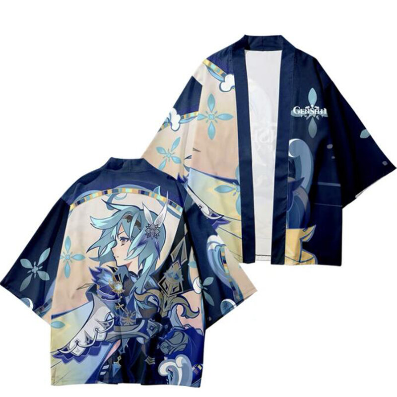 Genshin Impact Eula Lawrence 3D Kimono Shirt Cosplay Anime Spiel coole Männer Frauen Sieben Punkt Ärmel Tops lässige Streetwear Kleidung