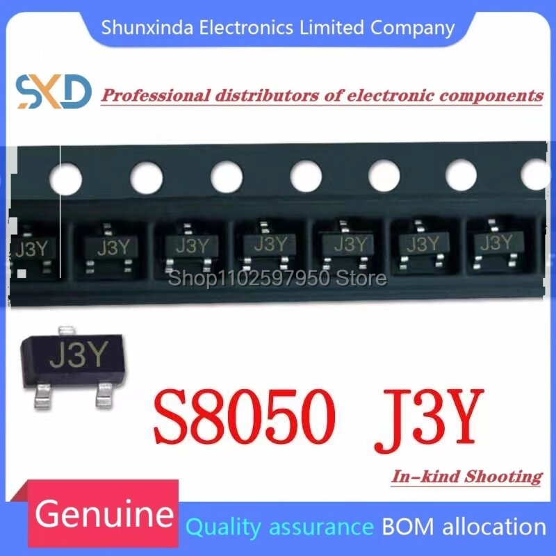Transistor SOT-23 SMD, S8050, S8550, SS8050, SS8550, SOT23, J3Y, 2TY, Y1, Y2, 100 unids/lote