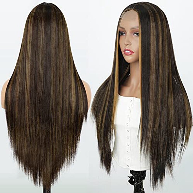 Новые модели длинных прямых волос с косой челкой женский жаропрочный парик из химического волокна высокотемпературная нить длинные волосы