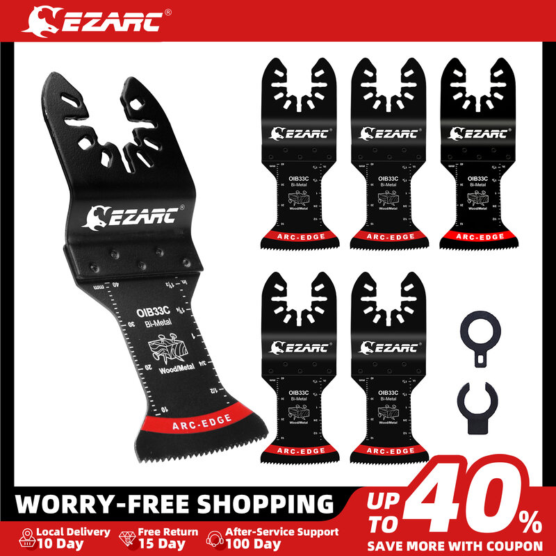 EZARC Bi-Metal Oscillating Saw Blade 5PCs Arc Edge Oscillating Multitool Blades Precise Cut for Metal, Wood with Nails Universal