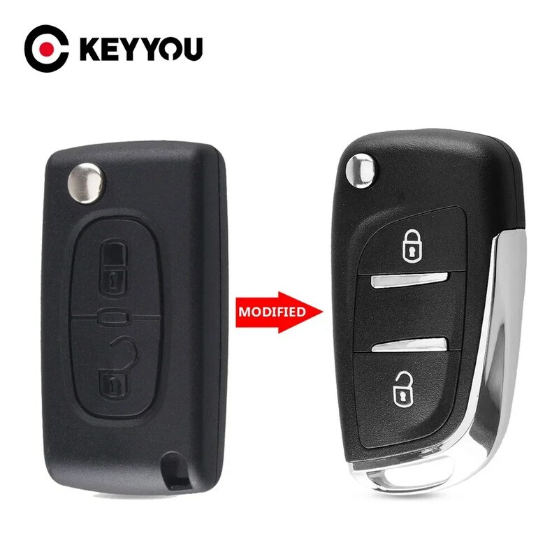 KEYYOU Modified Filp Folding Remote Car Key Shell Case For Peugeot 207 307 407 408 308 For Citroen C4 C2 HU83/VA2 Blade CE0536