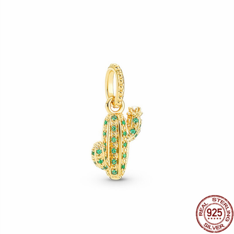 Hot Sale 925 Sterling Silver Cactus Succulents Dangle Charms Beads Women DIY Fashion Jewelry Gift Fit Original Pandora Bracelet