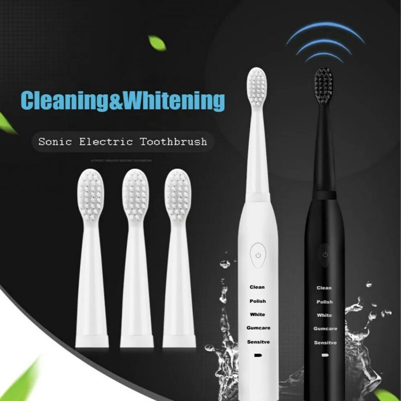 Cepillo de dientes eléctrico potente, ultrasónico, carga USB, recargable, lavable, electrónico, blanqueador, temporizador, J110