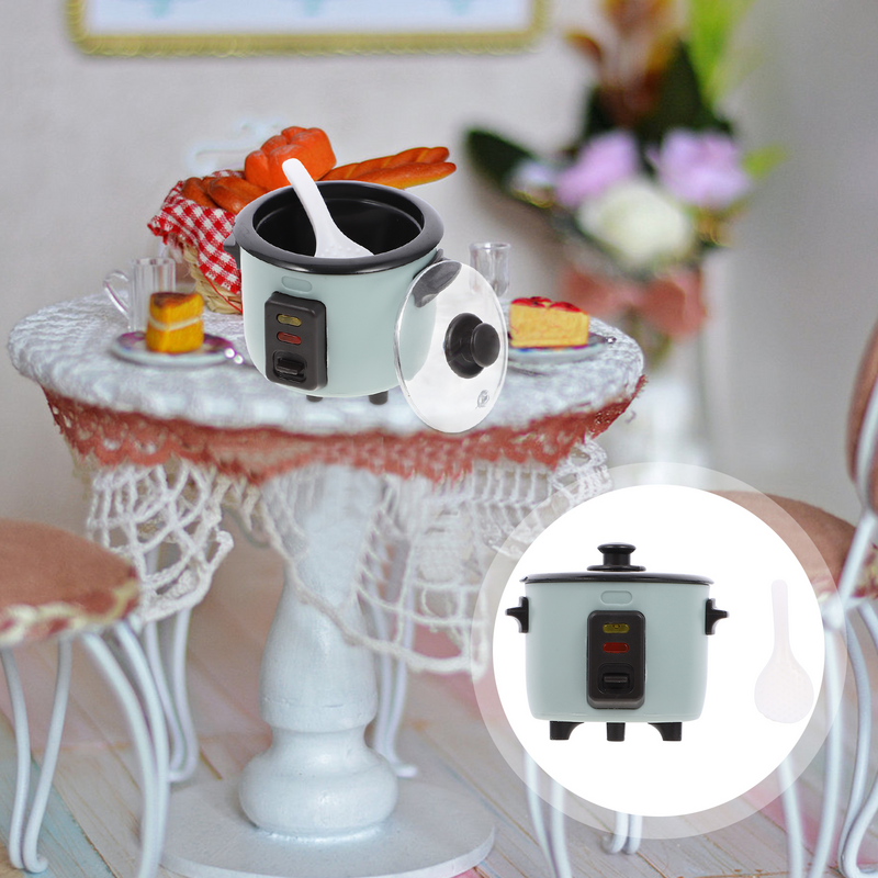 Mini Hervidor eléctrico de plástico para decoración de muebles, cocina de arroz, casa de muñecas, desayuno, accesorio