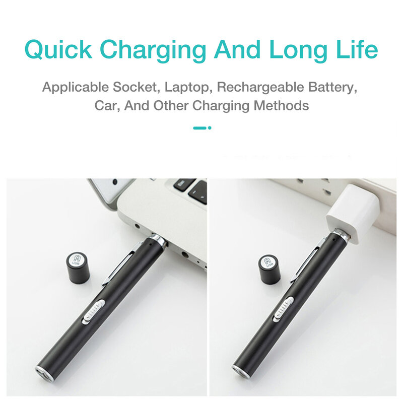 Torcia a Led medica torcia a penna torcia ricaricabile USB torce con doppia lampada Clip tasca in acciaio inossidabile per infermiere medico