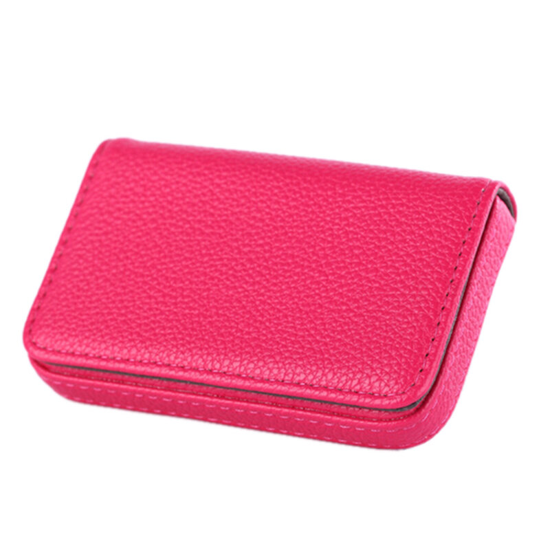 Litchi Pattern Card Box Business Large Capacity Cardcase Solid Color PU Leather Name Card Holder Credit Bank Cards Book