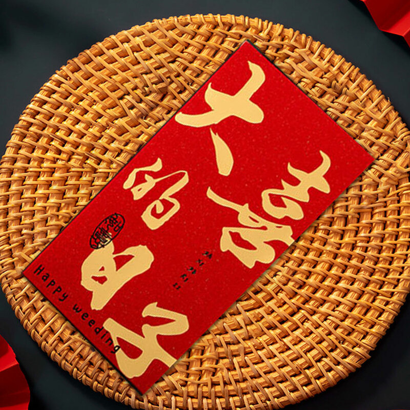 1 ~ 8 szt. Brokatowa klamra do tyłu 2024 nowy rok czerwona koperta torba na czerwona koperta ślubne z wzorem wytłaczanie na gorąco