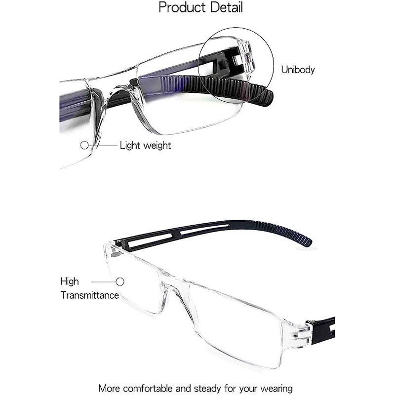 2024 Nieuwe Mannen Vrouwen Randloze Leesbril Anti Blauw Licht Bifocaal Ver In De Buurt Van Vergroting Brillen Presbyopische Bril 100 ~ 400