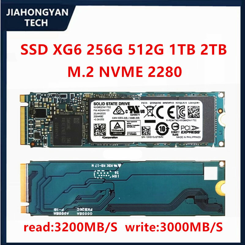 โซลิดสเตทไดรฟ์ของแท้สำหรับ XG6โตชิบา/lioxia 256G 512G 1T 2T M2 NVMe 2280 PCIE แล็ปท็อป
