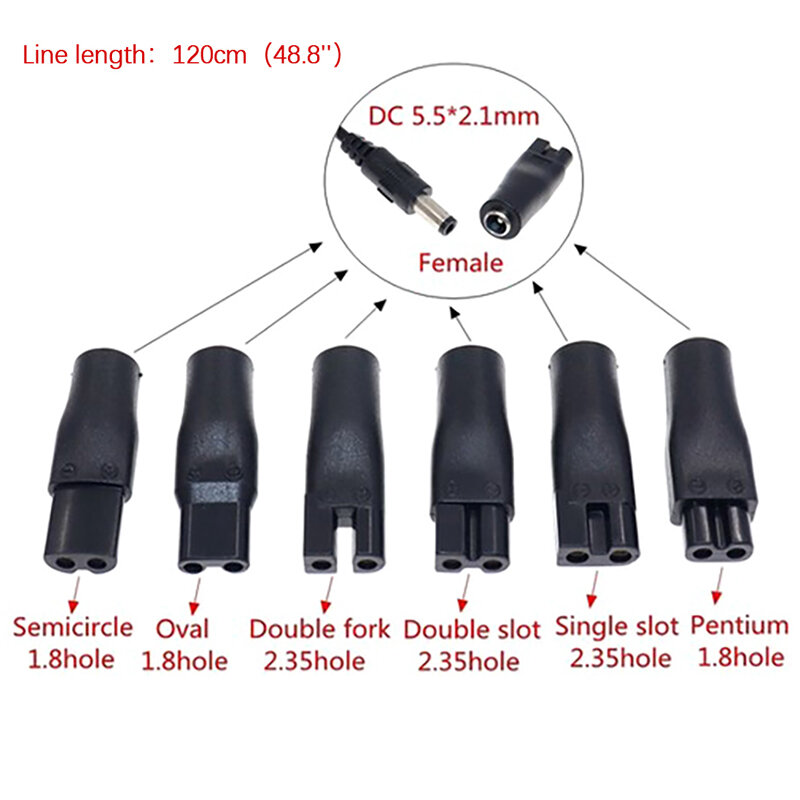 면도기 헤어 클리퍼용 USB 어댑터 충전기 케이블, DC 5.5x2.1mm 수-C8 테일 암 전원 공급 장치