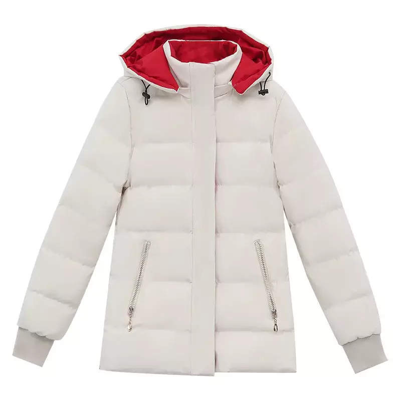Jaket beludru wanita, jaket katun ukuran besar ramping dapat dilepas kasual hangat parka musim dingin