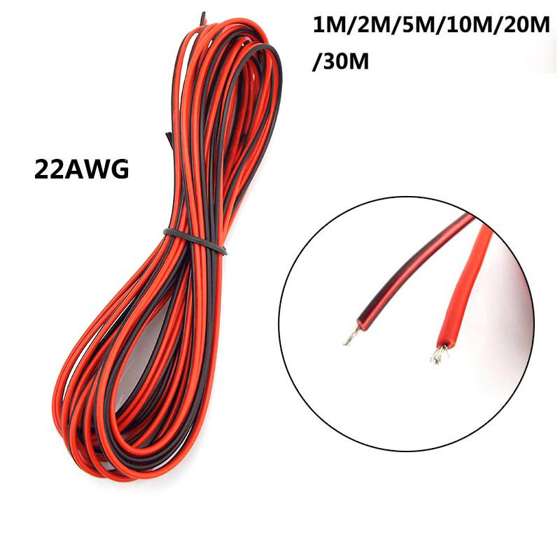 22awg fio 2pin estanhado cobre isolado pvc fio fio cabo de alimentação para cctv led strip iluminação conector q1