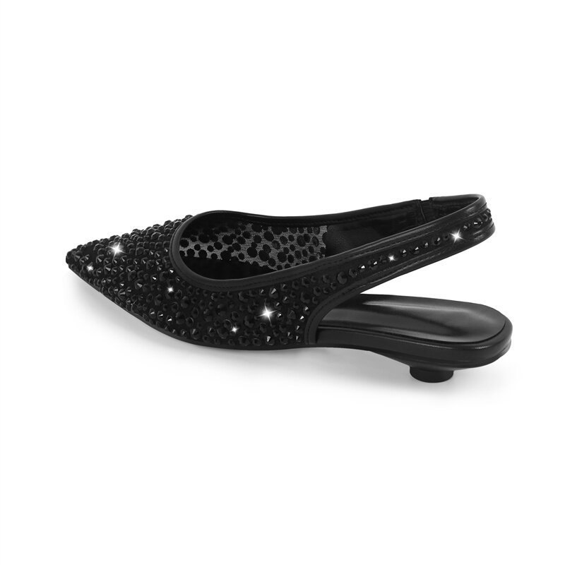 Onlymaker-Sandalias de punta estrecha con diamantes de imitación para mujer, zapatos de vestir de fiesta con correa en el tobillo, talla grande