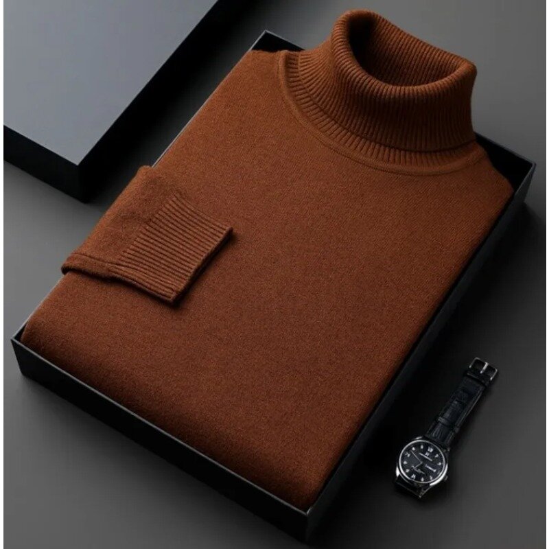 Sweatwear Mens Anti-pilling maglione dolcevita lavorato a maglia di alta qualità Slim Fit Pullover manica lunga tinta unita tendenza abbigliamento uomo