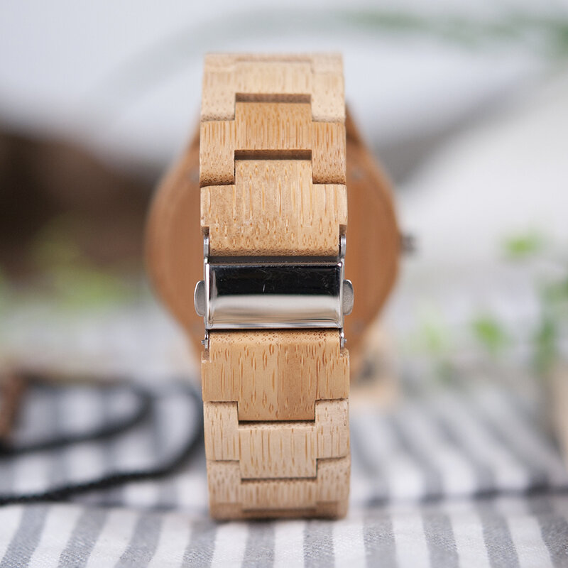 BOBO BIRD Tangan bambu นกนาฬิกาข้อมือควอตซ์ชายหญิงนาฬิกาไม้คู่รักลำลองนาฬิกาครบรอบของขวัญสำหรับเขา