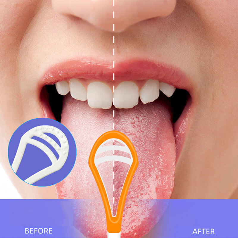 แปรงทำความสะอาดลิ้นสำหรับผู้ใหญ่แปรงขัดลิ้นสองด้านใช้ซ้ำได้อุปกรณ์ดูแลช่องปาก