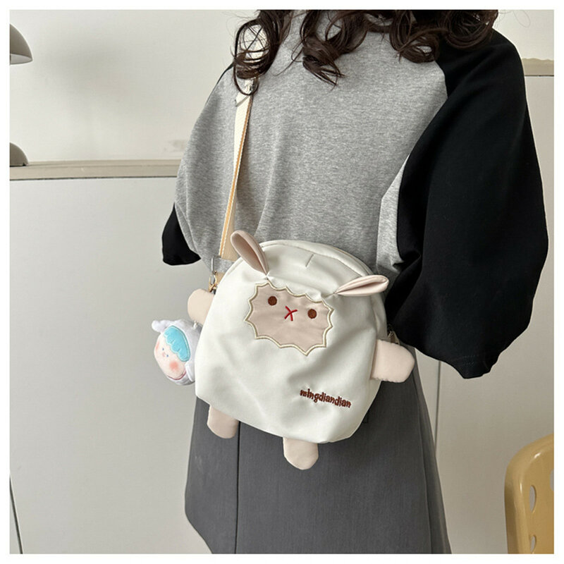 Mochila japonesa informal que combina con todo, bolso cruzado de oveja Y2k de gran capacidad para estudiantes de primaria y niños, novedad de 2024