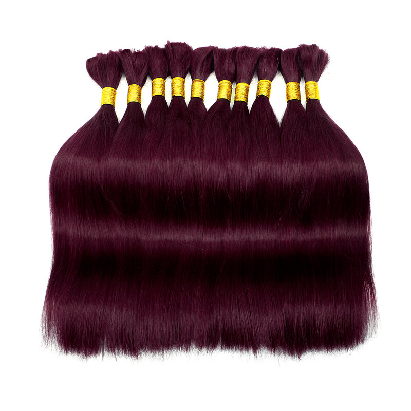Lovevol 100 г, прямые искусственные волосы, цвет бордовый, прямые человеческие волосы для плетения без уточка, 100% человеческие волосы для наращивания 16-26
