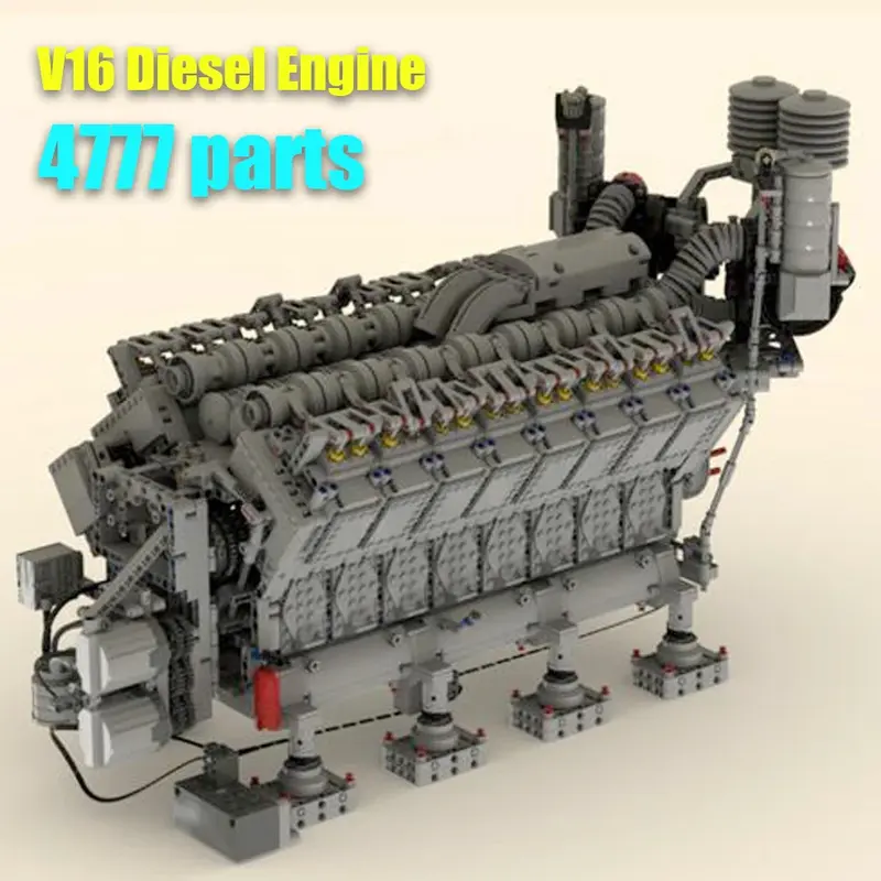 Moc-V16 Diesel Motor Building Block Car, Technico Veículos Modelos