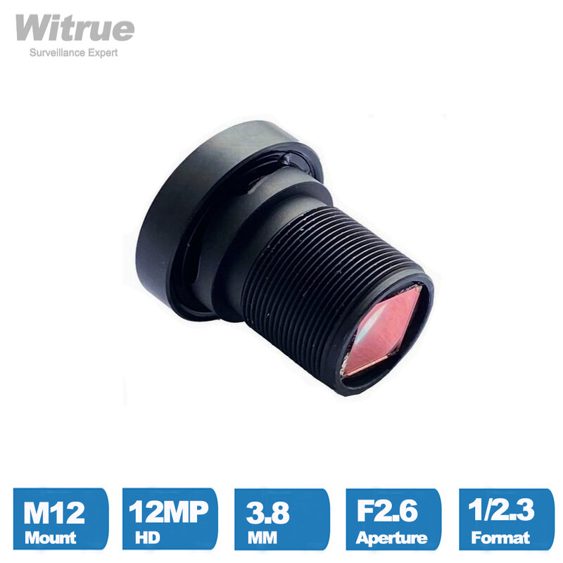 Witrue HD 12MP 3,8mm CCTV Objektiv 1/2,3 Zoll F 2,6 4K HFOV Keine Verzerrung für Gopro DJI/für SJCAM SJ7 Kameras mit IR filter 650nm