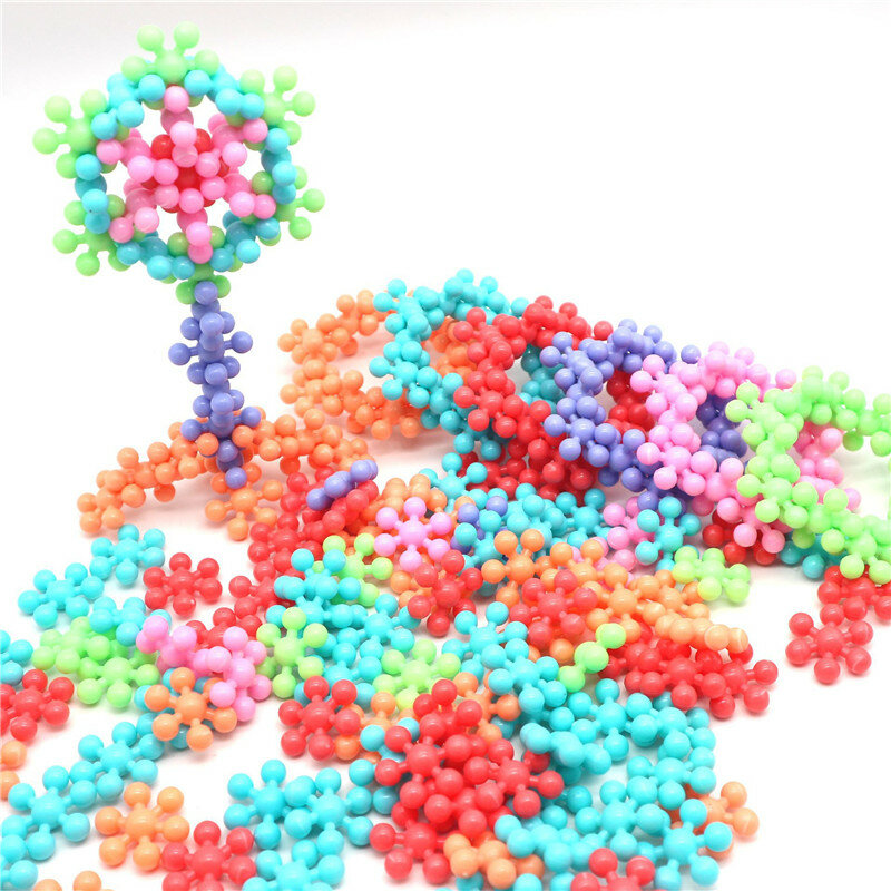 Mainan Edukatif Anak-anak Batu Bata Blok Bangunan Bunga Prem Plastik Warna-warni Hadiah Mainan Puzzle Kerajinan Tangan Saling Terkait DIY