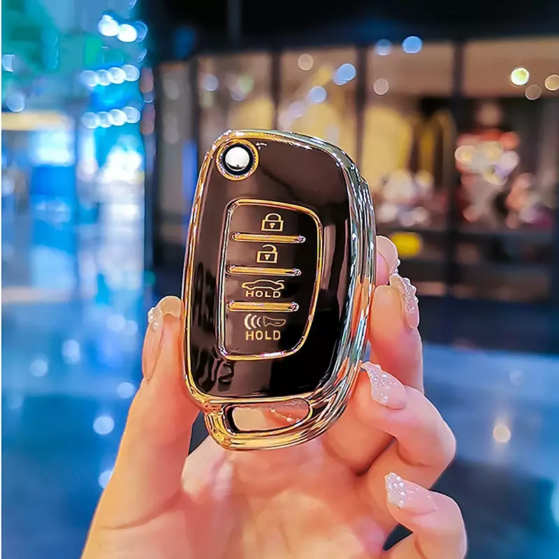 4 Knopf TPU Auto Flip Key Fall Abdeckung für Hyundai Sonate Santa Fe Gls Halter Schutz Auto Falt schlüssel Anhänger Zubehör