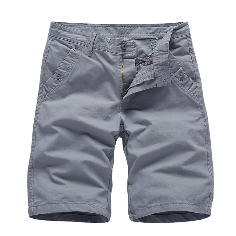 Calção de algodão puro monocromático masculino, calça casual, macacão estilo rua Harajuku, roupa de pesca ao ar livre, verão 2024