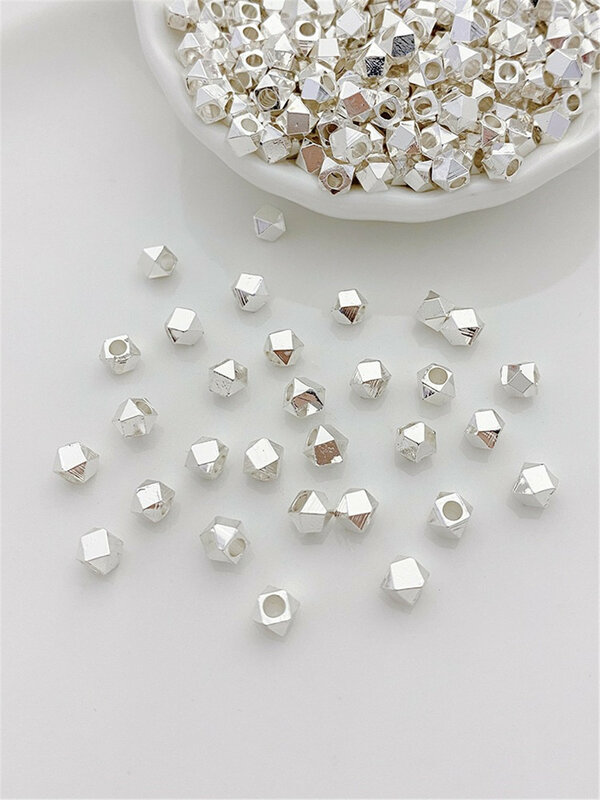 Perles d'angle polygonales recouvertes d'or 14 carats, perles dispersées séparées par des bracelets faits à la main bricolage, colliers de la présidence, accessoires de bijoux, MatBR