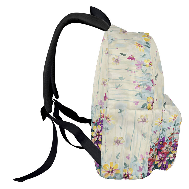Tas punggung bepergian pria wanita, ransel Laptop kustom tanaman bunga gradien remaja